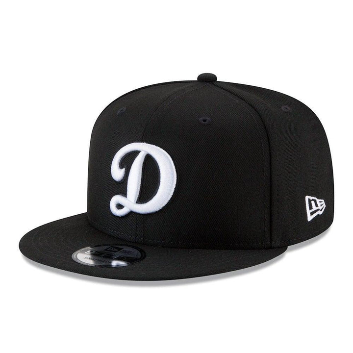 Los Angeles Dodgers New Era "D" Logo Black & White 9FIFTY Snapback Hat - Black - Triple Play Caps