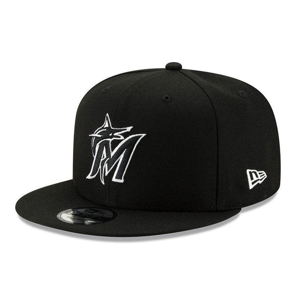 Miami Marlins New Era Black & White 9FIFTY Snapback Hat - Black - Triple Play Caps