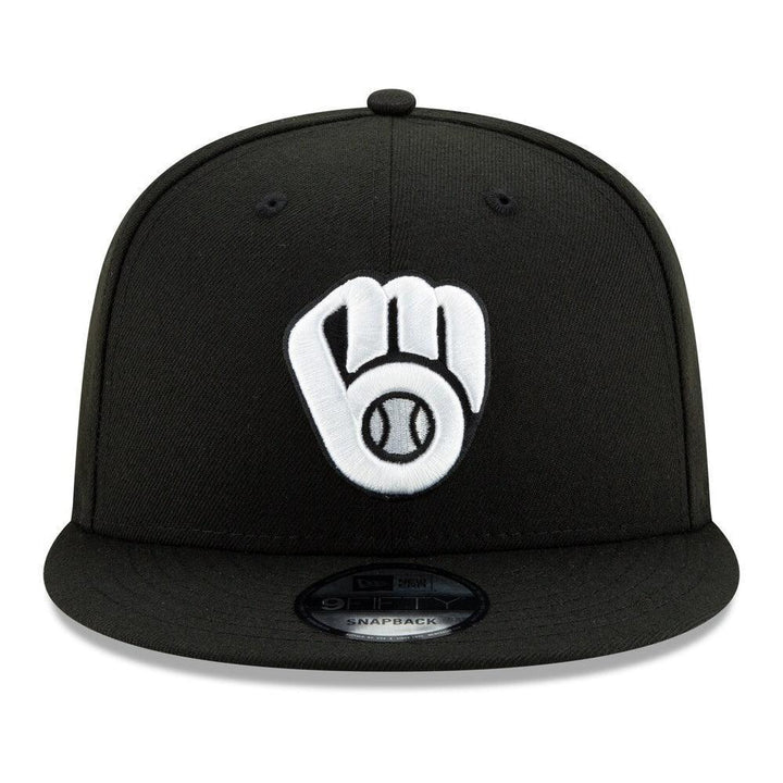 Milwaukee Brewers New Era Black & White 9FIFTY Snapback Hat - Black - Triple Play Caps