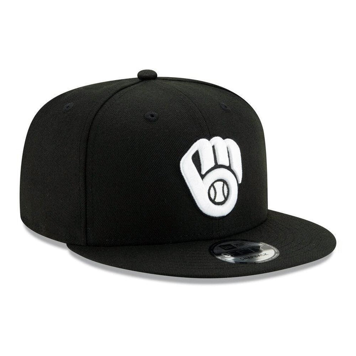 Milwaukee Brewers New Era Black & White 9FIFTY Snapback Hat - Black - Triple Play Caps