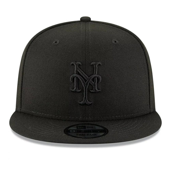 New York Mets New Era Black on Black 9FIFTY Snapback Hat - Black - Triple Play Caps