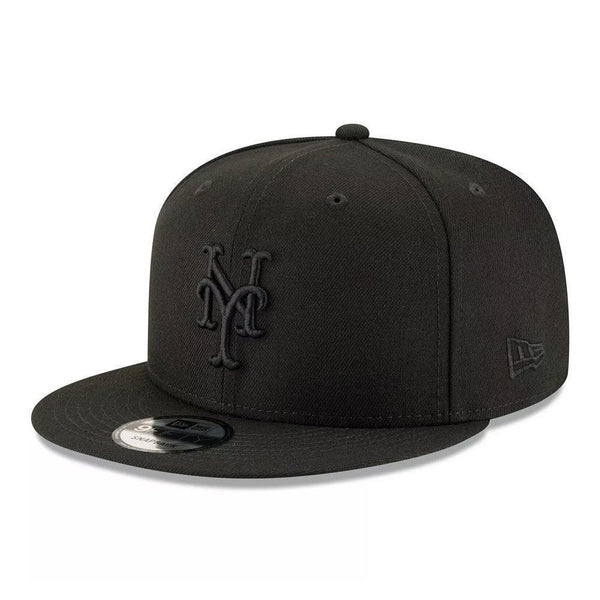 New York Mets New Era Black on Black 9FIFTY Snapback Hat - Black - Triple Play Caps