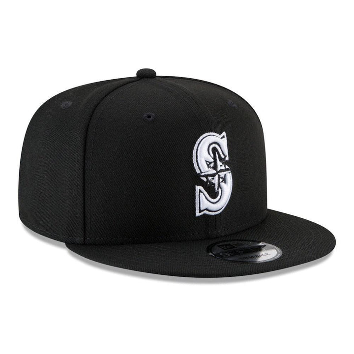Seattle Mariners New Era Black & White 9FIFTY Snapback Hat - Black - Triple Play Caps