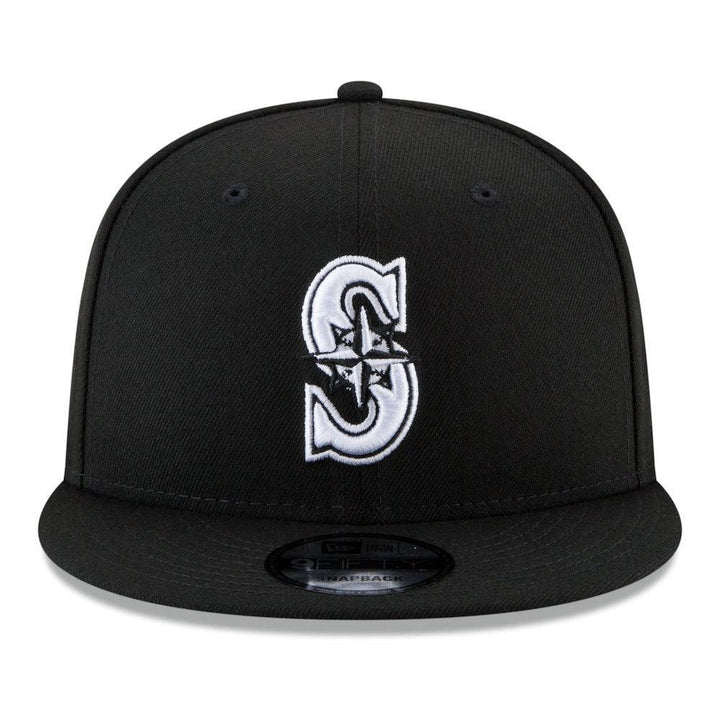 Seattle Mariners New Era Black & White 9FIFTY Snapback Hat - Black - Triple Play Caps