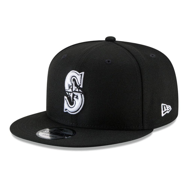 Seattle Mariners New Era Black & White 9FIFTY Snapback Hat - Black - Triple Play Caps