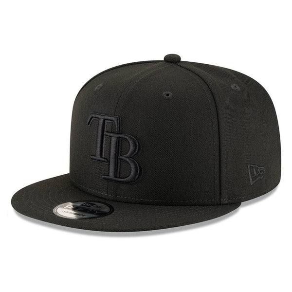 Tampa Bay Rays New Era Black on Black 9FIFTY Snapback Hat - Black - Triple Play Caps