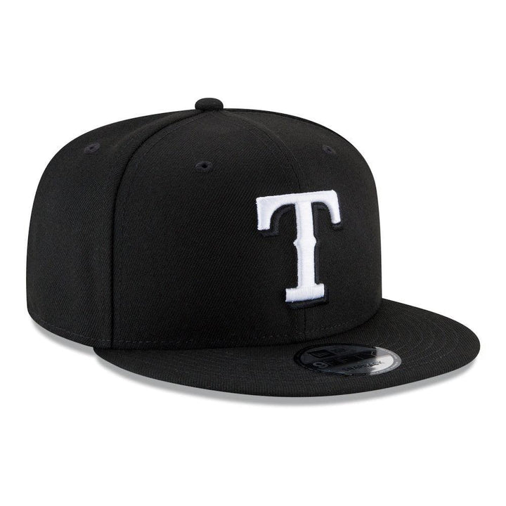 Texas Rangers New Era Black & White 9FIFTY Snapback Hat - Black - Triple Play Caps