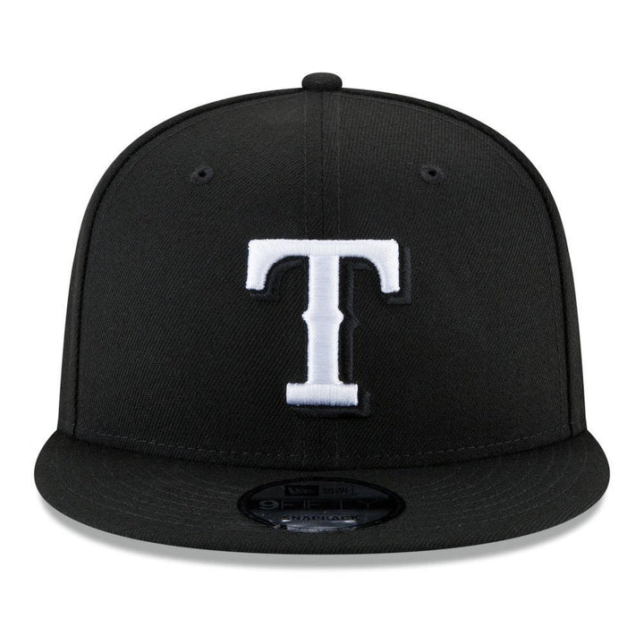 Texas Rangers New Era Black & White 9FIFTY Snapback Hat - Black - Triple Play Caps