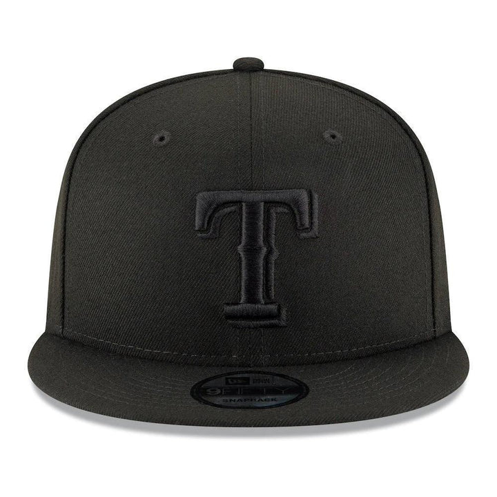Texas Rangers New Era Black on Black 9FIFTY Snapback Hat - Black - Triple Play Caps