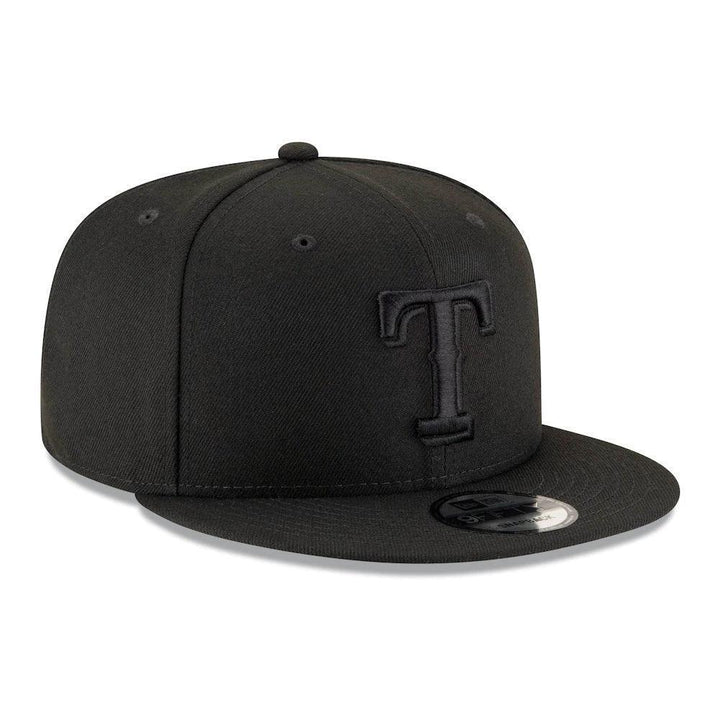 Texas Rangers New Era Black on Black 9FIFTY Snapback Hat - Black - Triple Play Caps